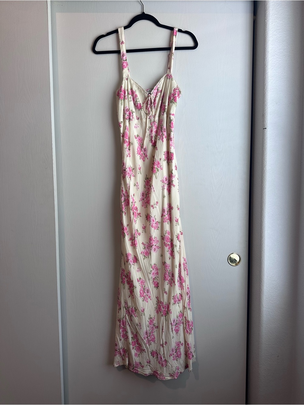 Workshop Republic Clothing Cream Maxi Dress with Pink Floral Print